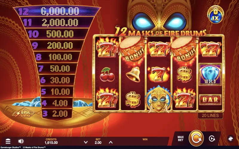 12 Masks of Fire Drums